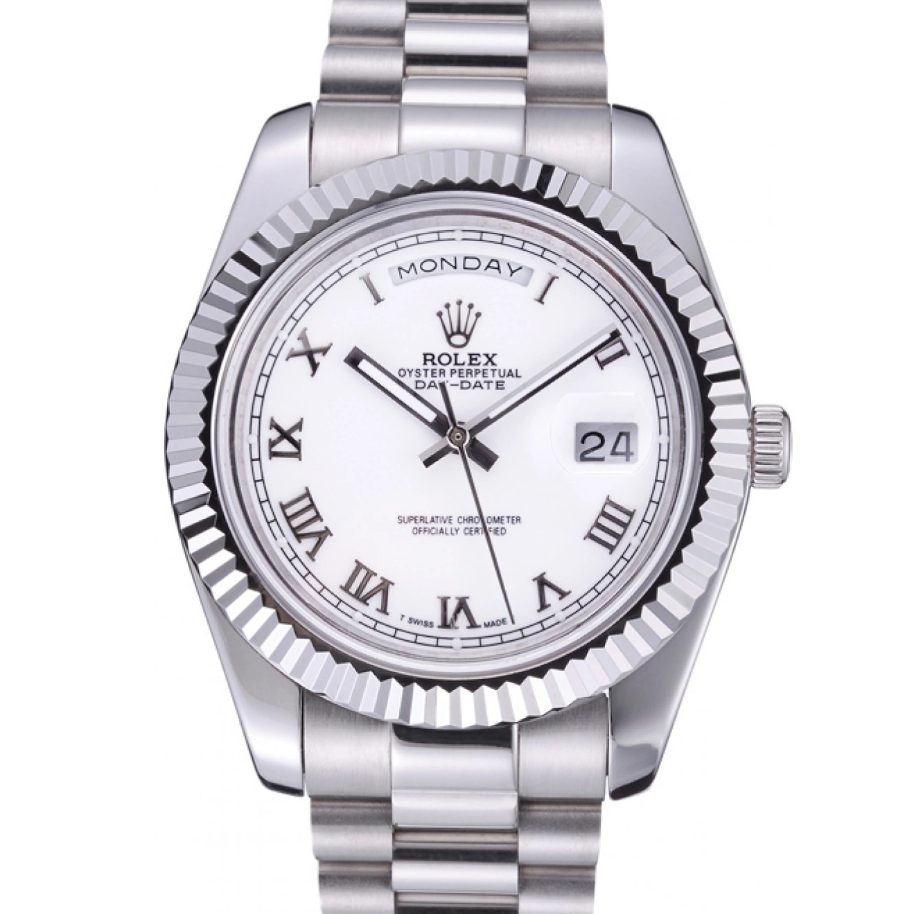 MiroTime 0718 Rolex Day-Date White Dial Stainless Steel Bracelet 622547